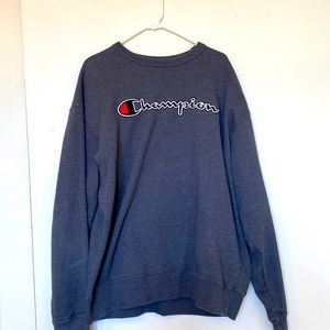 Vintage Champion Cursive Lettering Crewneck [Dark Gray]